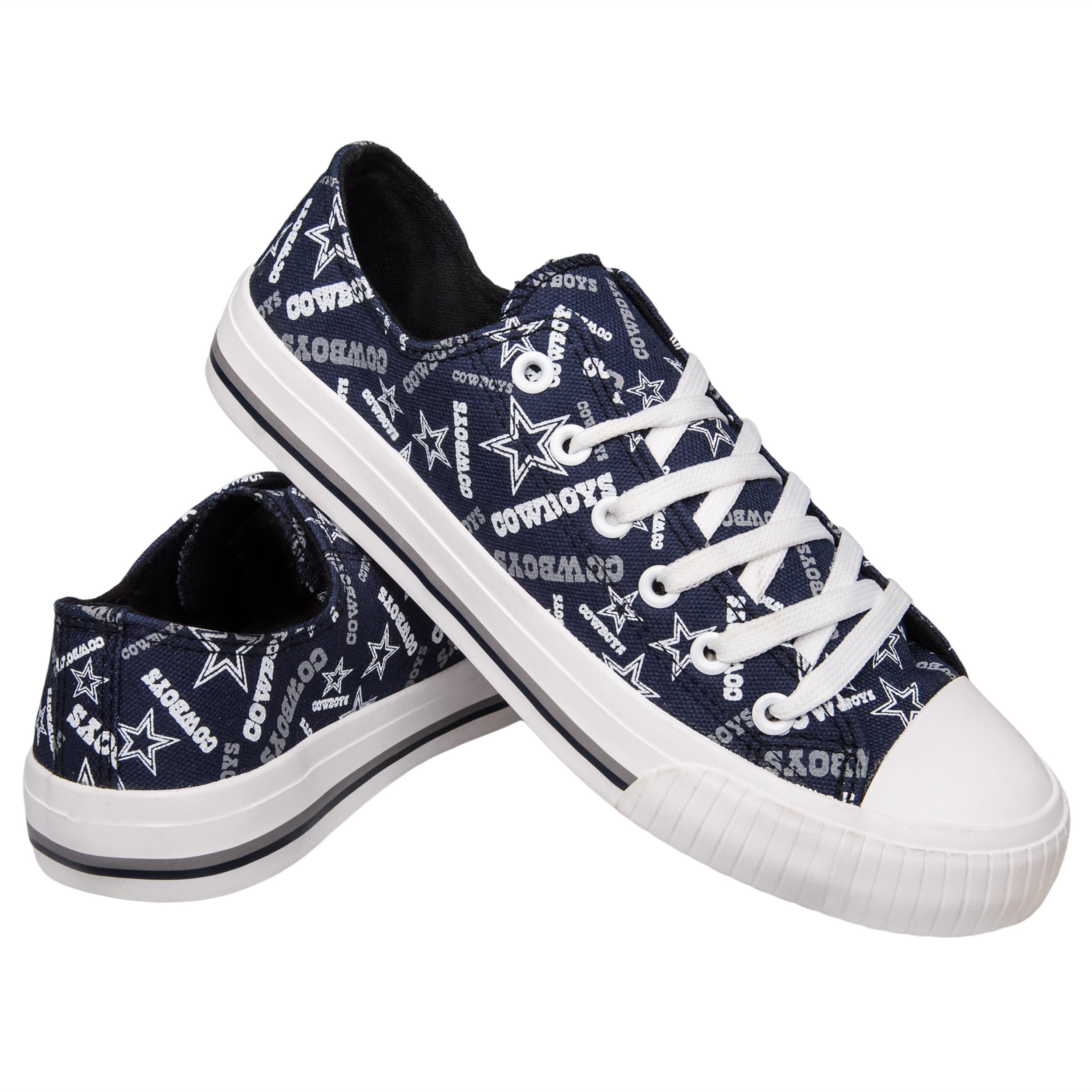 Dallas Cowboys NFL Womens Low Top Repeat Print Canvas Shoes