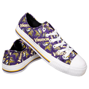 Minnesota Vikings NFL Womens Low Top Repeat Print Canvas Shoes