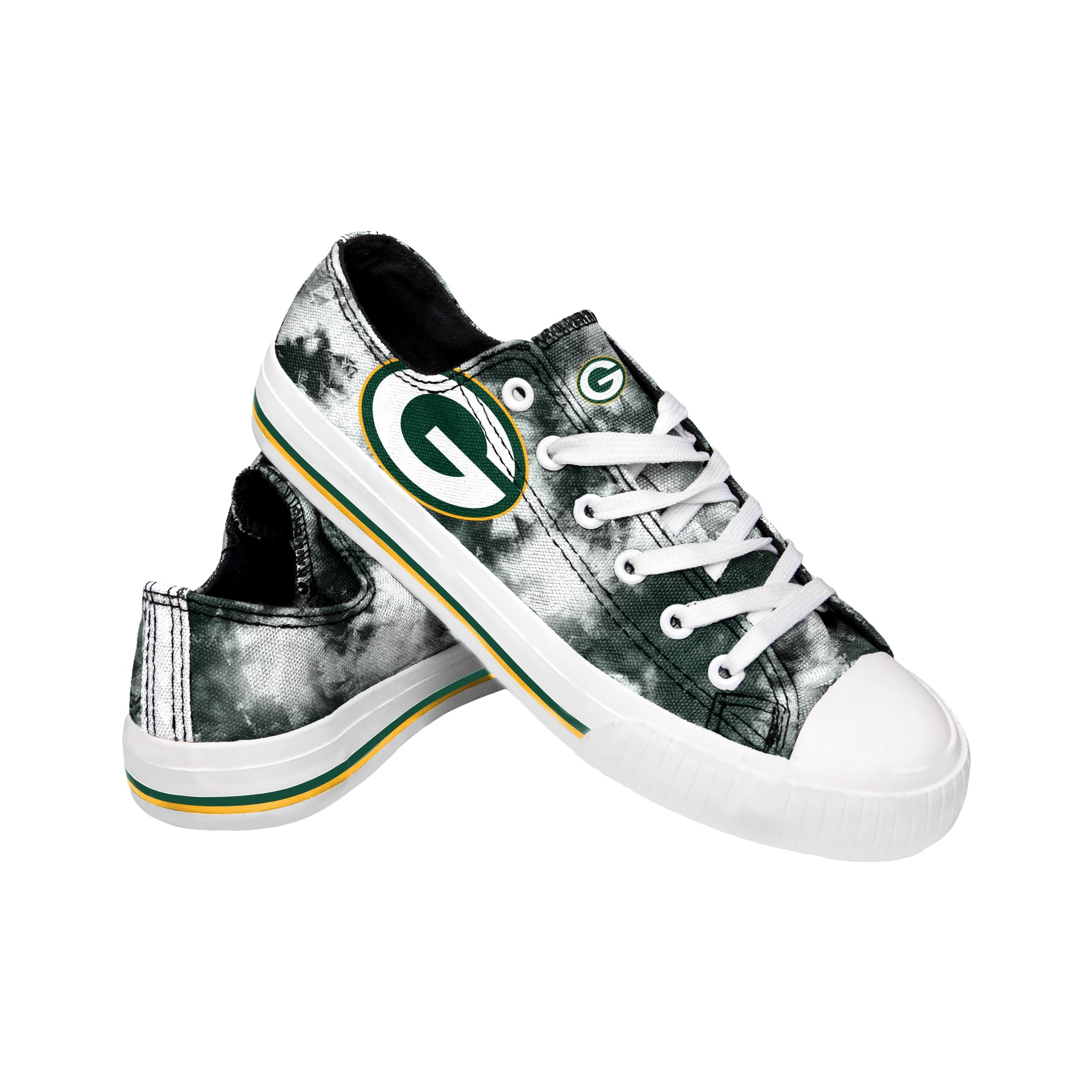 Green Bay Packers Womens Low Top Repeat Print Canvas Shoe, Size: 6