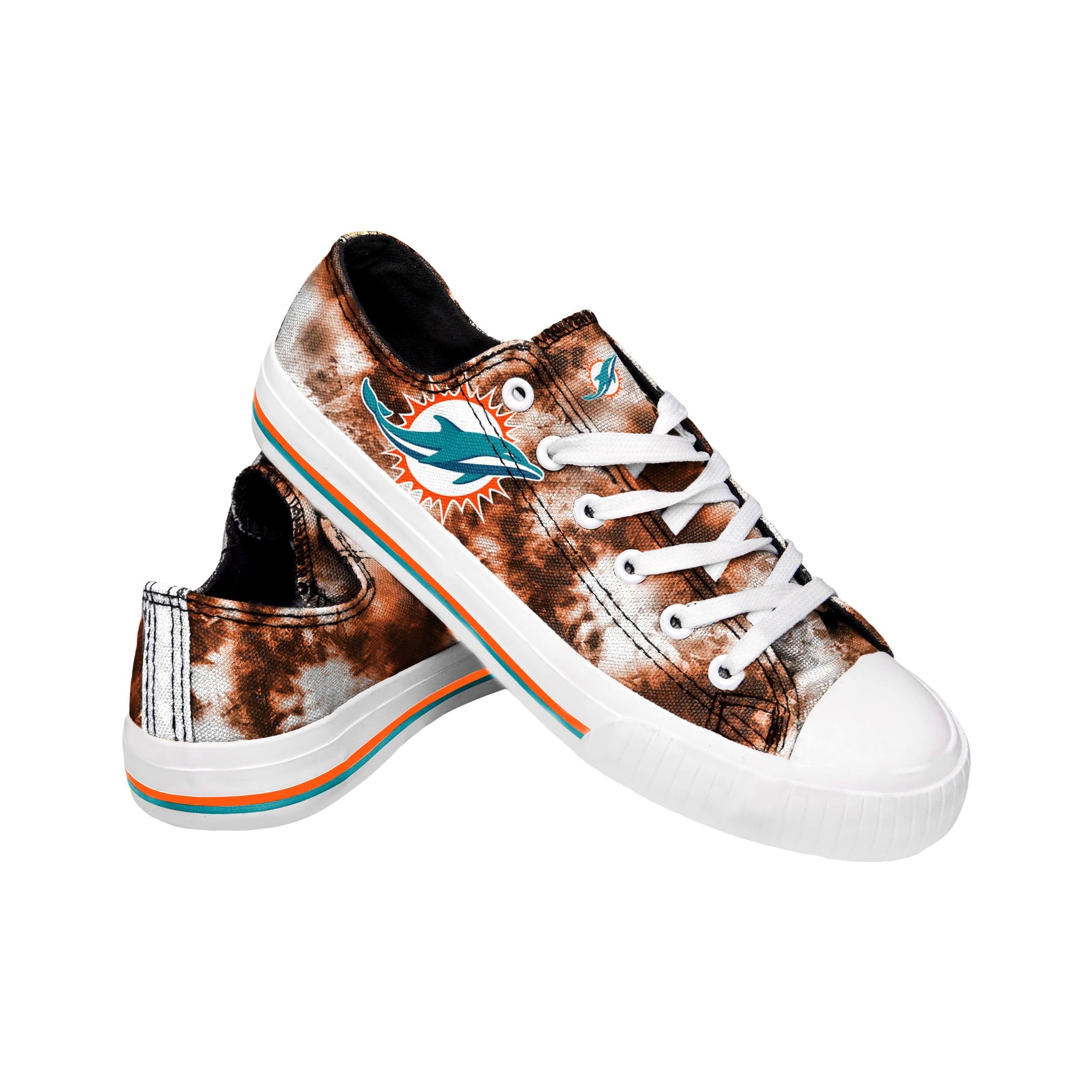 FOCO Miami Dolphins NFL Womens Glitter Low Top Canvas Shoes - 10