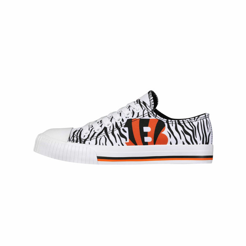 Cincinnati Bengals NFL Womens White Stripe Low Top Canvas Shoes