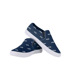Seattle Seahawks NFL Womens Repeat Logo Slip On Canvas Shoe