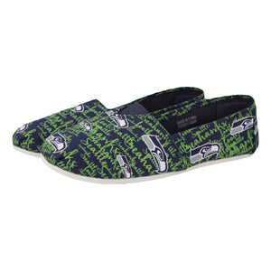 Seattle Seahawks NFL Womens Script Print Canvas Shoes