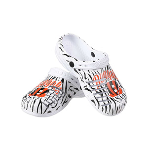 Cincinnati Bengals NFL Womens White Stripe Clog With Strap