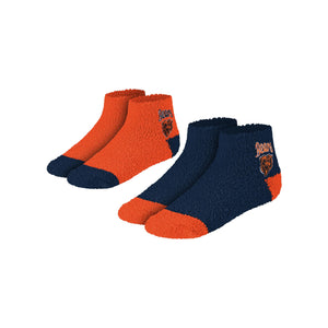 Chicago Bears NFL Womens 2 Pack Script Logo Fuzzy Ankle Socks (PREORDER - SHIPS MID NOVEMBER)