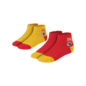 Kansas City Chiefs NFL Womens 2 Pack Script Logo Fuzzy Ankle Socks (PREORDER - SHIPS MID NOVEMBER)