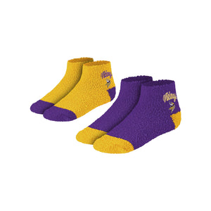 Minnesota Vikings NFL Womens 2 Pack Script Logo Fuzzy Ankle Socks (PREORDER - SHIPS MID NOVEMBER)