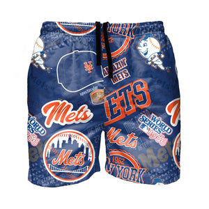 New York Mets MLB Mens Logo Rush Swimming Trunks
