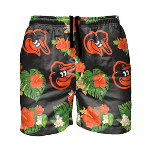 Baltimore Orioles MLB Mens Floral Slim Fit 5.5" Swimming Suit Trunks