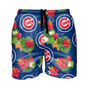 Chicago Cubs MLB Mens Floral Slim Fit 5.5" Swimming Suit Trunks