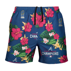Atlanta Braves MLB 2021 World Series Champions Floral Swimming Trunks