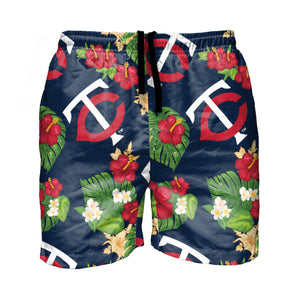 Minnesota Twins MLB Mens Floral Slim Fit 5.5" Swimming Suit Trunks