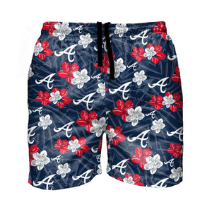Atlanta Braves MLB Mens Hibiscus Slim Fit 5.5" Swimming Trunks