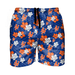 New York Mets MLB Mens Hibiscus Slim Fit 5.5" Swimming Trunks