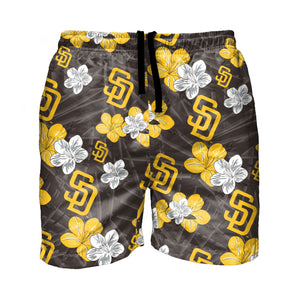 San Diego Padres MLB Mens Hibiscus Slim Fit 5.5" Swimming Trunks