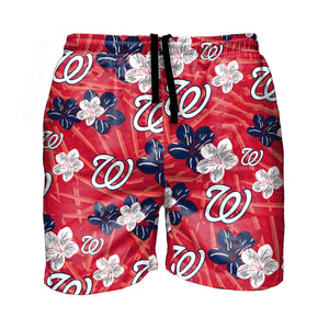 Washington Nationals MLB Mens Hibiscus Slim Fit 5.5" Swimming Trunks