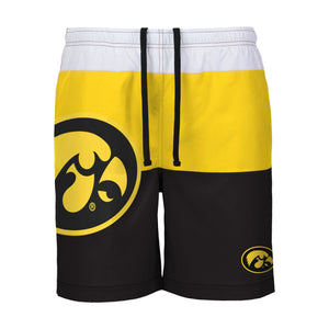 Iowa Hawkeyes NCAA Mens 3 Stripe Big Logo Swimming Trunks