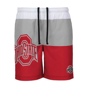 Ohio State Buckeyes NCAA Mens 3 Stripe Big Logo Swimming Trunks