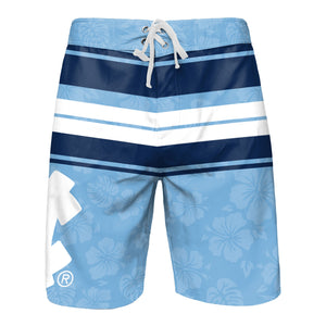 North Carolina Tar Heels NCAA Mens Hibiscus Boardwalk Stripe Boardshorts