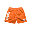 Clemson Tigers NCAA Mens Solid Wordmark 5.5" Swimming Trunks