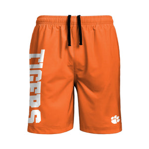 Clemson Tigers NCAA Mens Solid Wordmark Traditional Swimming Trunks