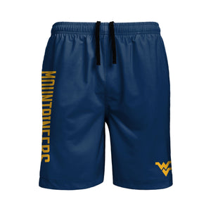 West Virginia Mountaineers NCAA Mens Solid Wordmark Traditional Swimming Trunks