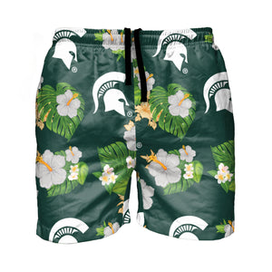 Michigan State Spartans NCAA Mens Floral Slim Fit 5.5" Swimming Suit Trunks