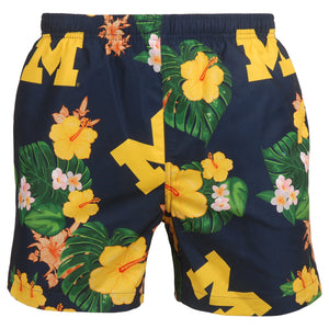 Michigan Wolverines NCAA Mens Floral Slim Fit 5.5" Swimming Suit Trunks