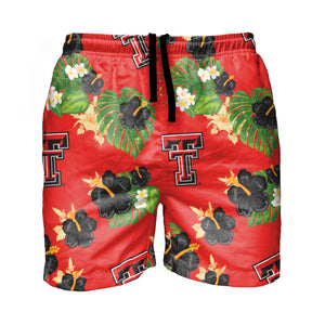 Texas Tech Red Raiders NCAA Mens Floral Slim Fit 5.5" Swimming Suit Trunks