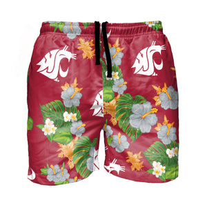 Washington State Cougars NCAA Mens Floral Slim Fit 5.5" Swimming Suit Trunks