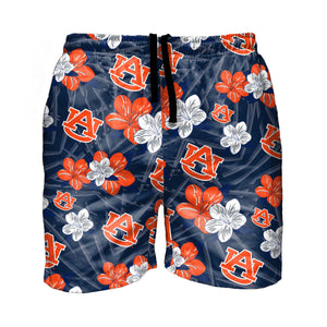 Auburn Tigers NCAA Mens Hibiscus Slim Fit 5.5" Swimming Trunks