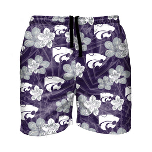 Kansas State Wildcats NCAA Mens Hibiscus Slim Fit 5.5" Swimming Trunks