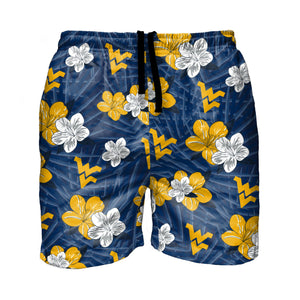 West Virginia Mountaineers NCAA Mens Hibiscus Slim Fit 5.5" Swimming Trunks