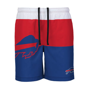 Buffalo Bills NFL Mens 3 Stripe Big Logo Swimming Trunks