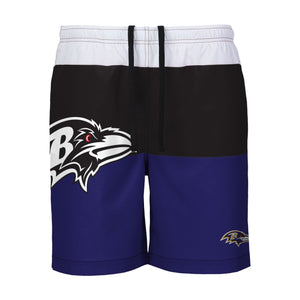 Baltimore Ravens NFL Mens 3 Stripe Big Logo Swimming Trunks