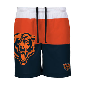 Chicago Bears NFL Mens 3 Stripe Big Logo Swimming Trunks