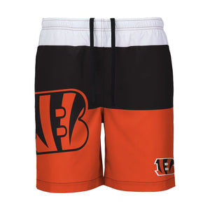 Cincinnati Bengals NFL Mens 3 Stripe Big Logo Swimming Trunks