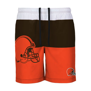 Cleveland Browns NFL Mens 3 Stripe Big Logo Swimming Trunks