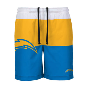 Los Angeles Chargers NFL Mens 3 Stripe Big Logo Swimming Trunks