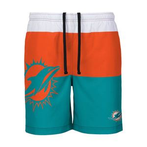Miami Dolphins NFL Mens 3 Stripe Big Logo Swimming Trunks