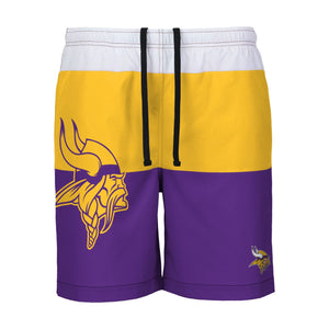 Minnesota Vikings NFL Mens 3 Stripe Big Logo Swimming Trunks