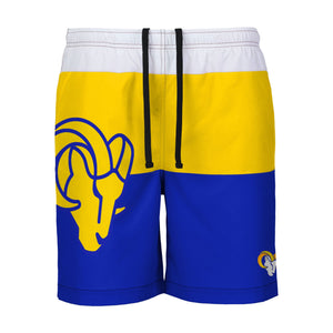 Los Angeles Rams NFL Mens 3 Stripe Big Logo Swimming Trunks
