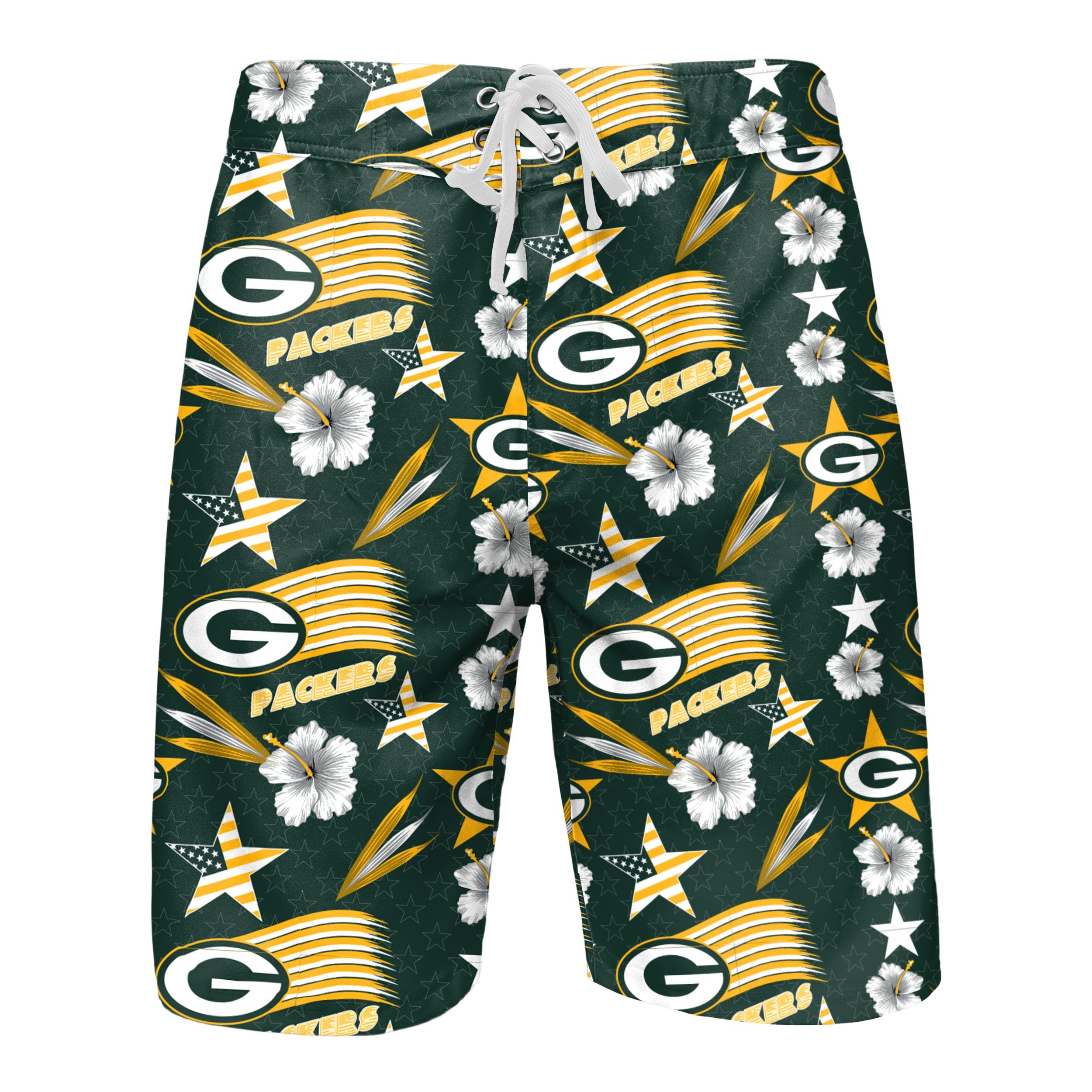 FOCO Green Bay Packers Americana Boardshorts, Mens Size: 2XL