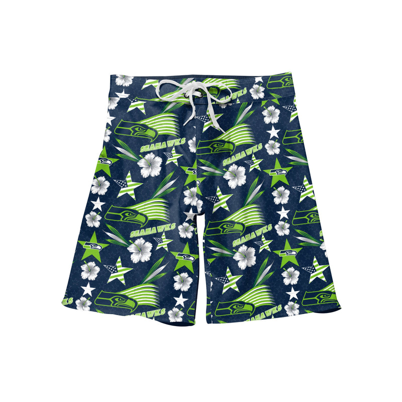 NFL Seattle Seahawks Board Shorts Mens Size 36 Green Rush Drawstring Hawk  Logo