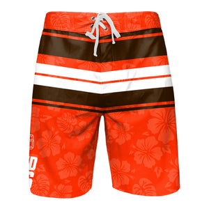 Cleveland Browns NFL Mens Hibiscus Boardwalk Stripe Boardshorts