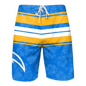 Los Angeles Chargers NFL Mens Hibiscus Boardwalk Stripe Boardshorts