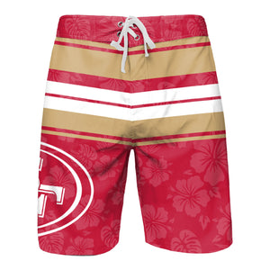 San Francisco 49ers NFL Mens Hibiscus Boardwalk Stripe Boardshorts