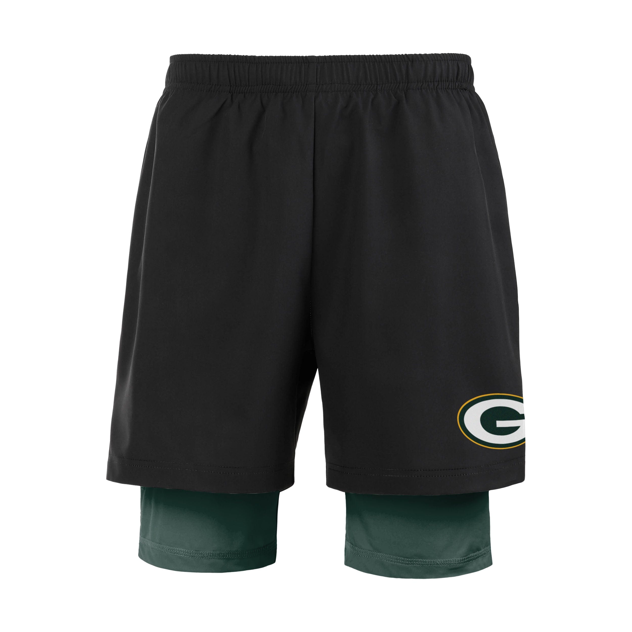 Green Bay Packers Shorts Mens Medium Black Athletic Casual