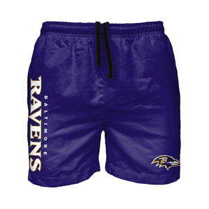 Baltimore Ravens NFL Mens Solid Wordmark 5.5" Swimming Trunks