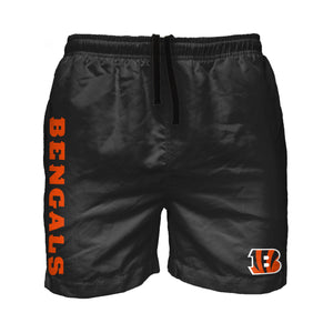 Cincinnati Bengals NFL Mens Solid Wordmark 5.5" Swimming Trunks